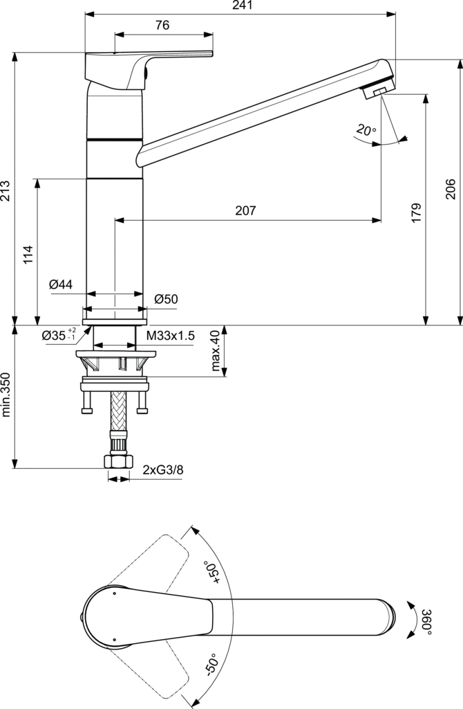 Μπαταρία κουζίνας Ideal Standard Cerafine D BC495